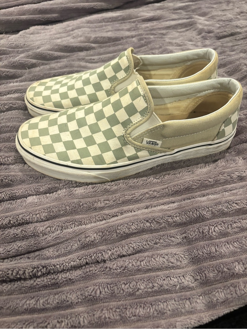 Vans Slip-On Checkerboard Loafers - Sage Green & White - Picture 2 of 2